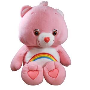 Vintage 2003 Cheer Bear Care Bears Play Along 20" Plush Pink Rainbow